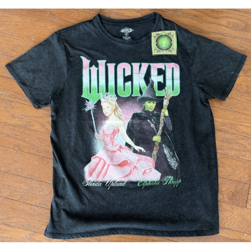 Wicked Movie Glinda Elphaba Women's Oversized T-Shirt NEW XL Black Official Tee